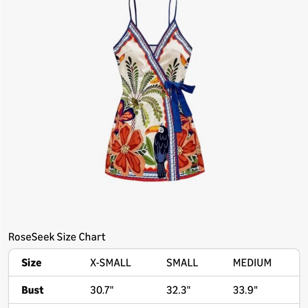 NWOT Tropical Wrap Dress with Blue Ribbon - Picture 10 of 10